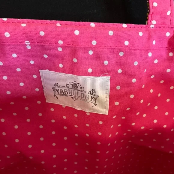 Yarnology Pink and Brown Floral Yarn Tote Bag - Picture 5 of 7